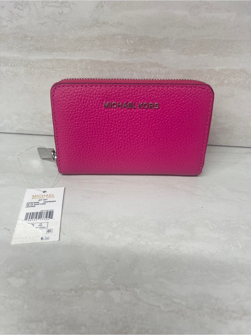 Michael Kors Pink Pebbled Leather Zip Around Wallet Raspberry
